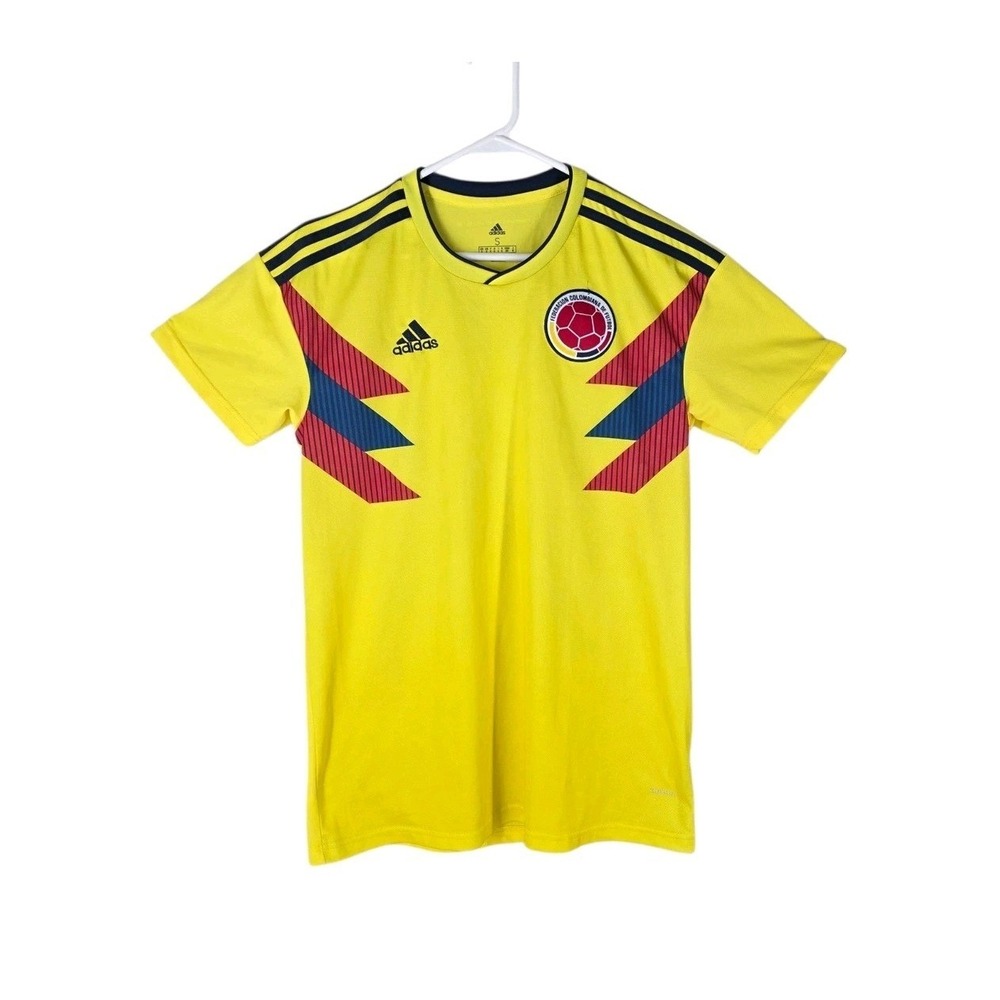 Adidas Colombia National Team Soccer Jersey Mens S Yellow Climalite FCF 2018